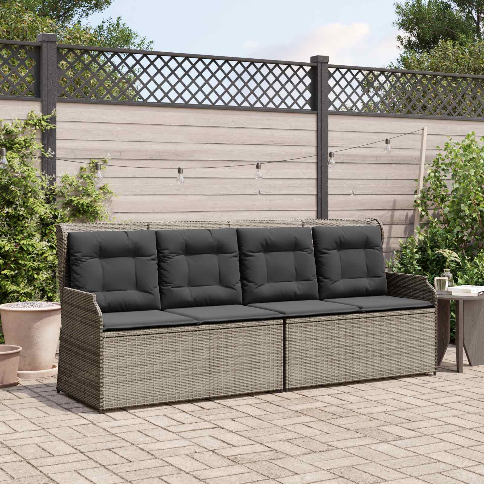 Tuinbank met kussen Grijs poly rattan is nu te koop bij PeponiXL, paradijselijk wonen!