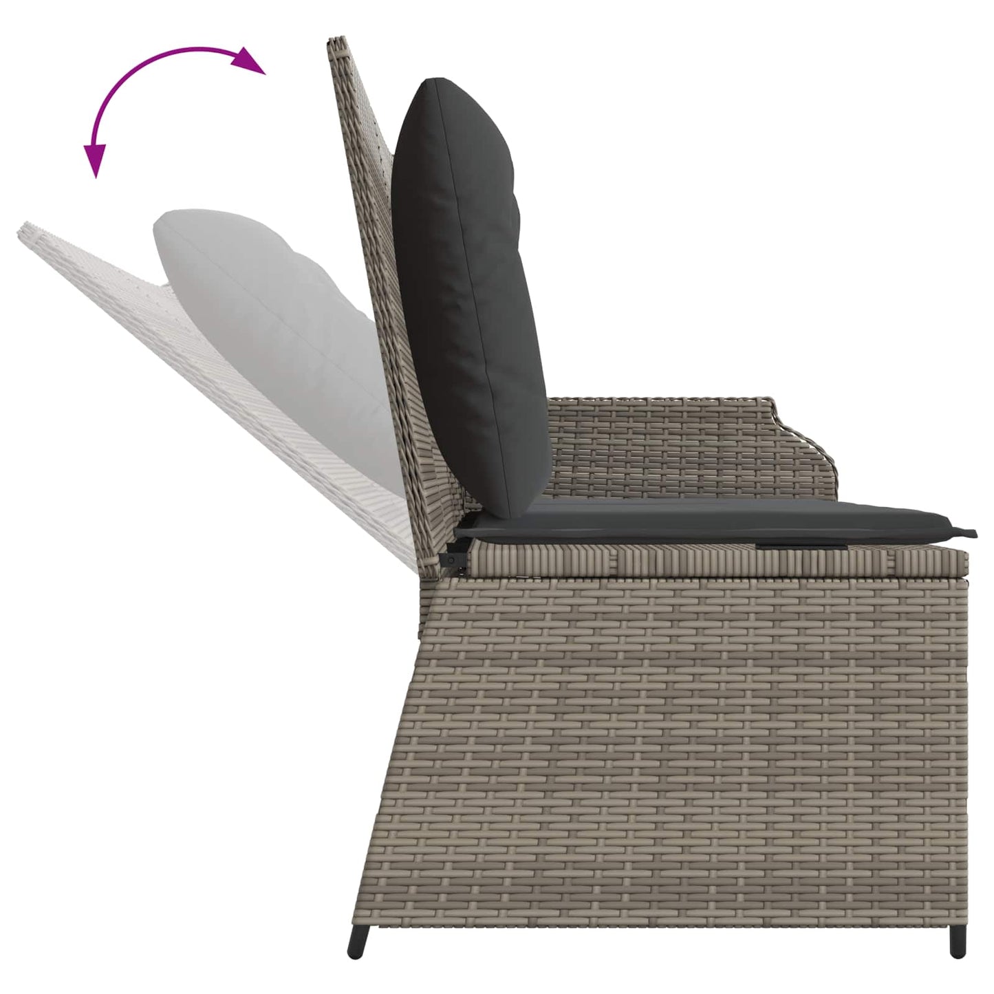 Tuinbank met kussen Grijs poly rattan is nu te koop bij PeponiXL, paradijselijk wonen!