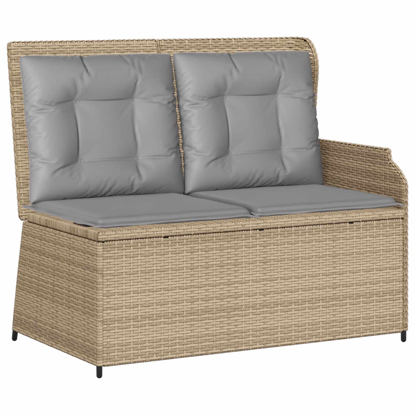 Tuinbank met kussen Beige en Grijs poly rattan is nu te koop bij PeponiXL, paradijselijk wonen!