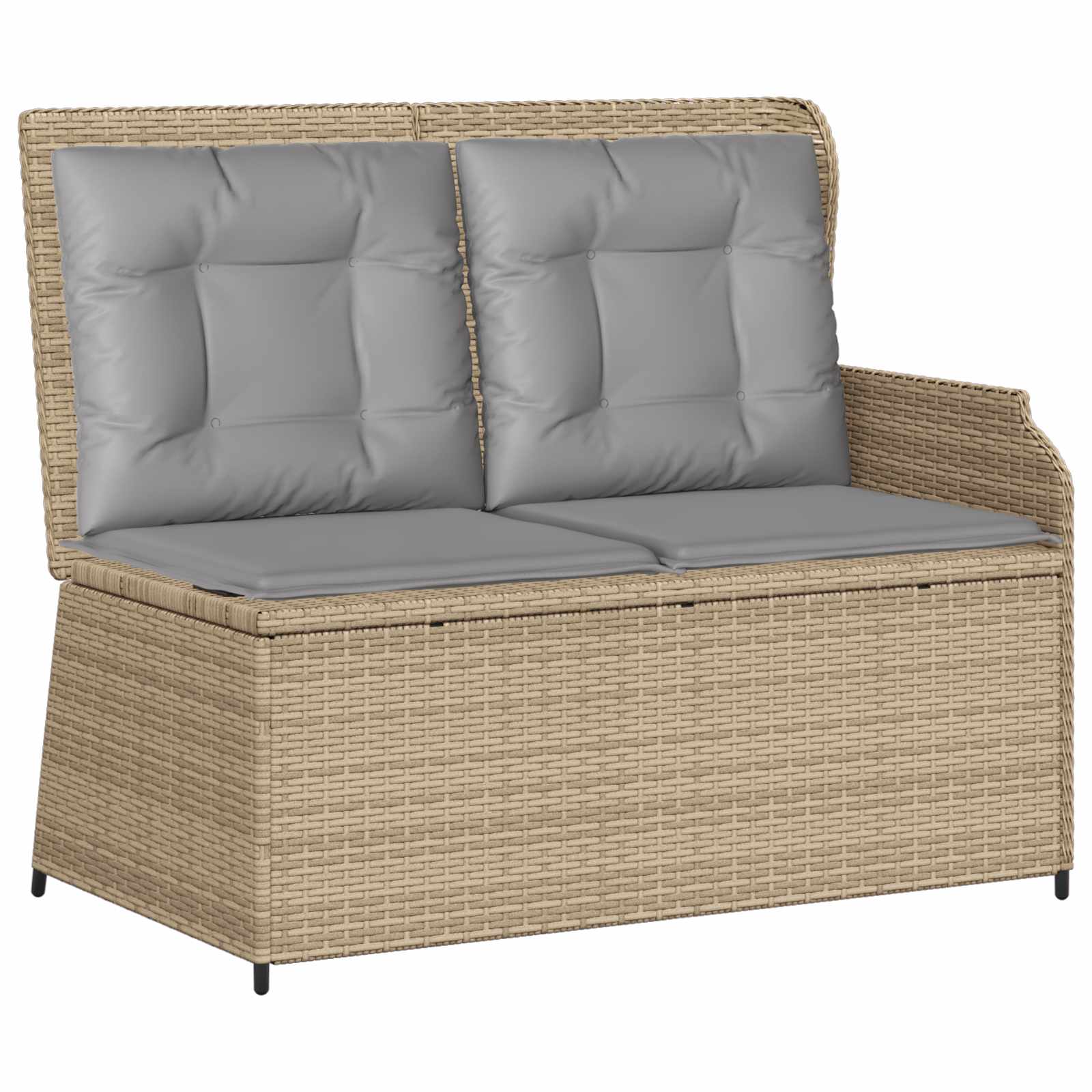 Tuinbank met kussen Beige en Grijs poly rattan is nu te koop bij PeponiXL, paradijselijk wonen!