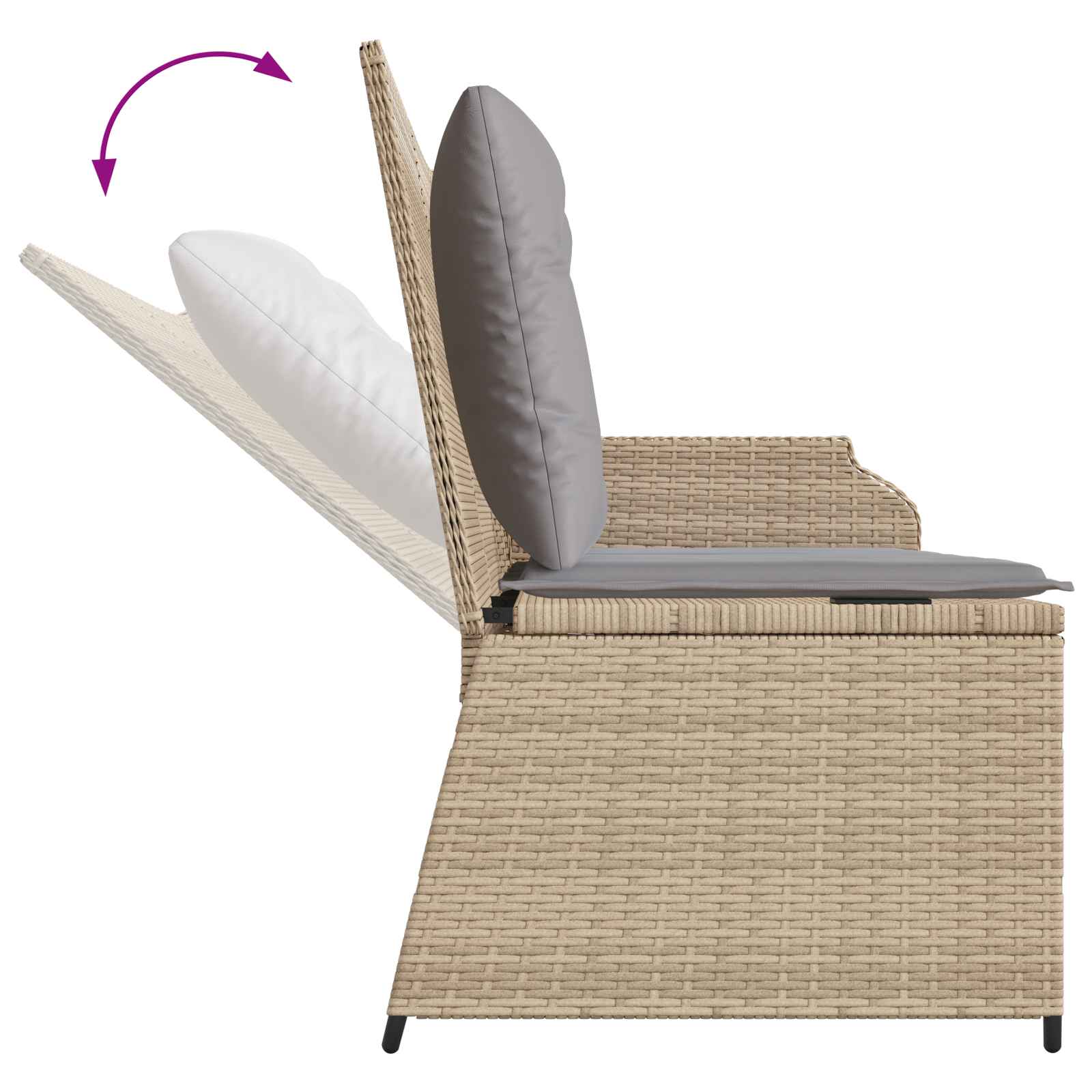 Tuinbank met kussen Beige en Grijs poly rattan is nu te koop bij PeponiXL, paradijselijk wonen!