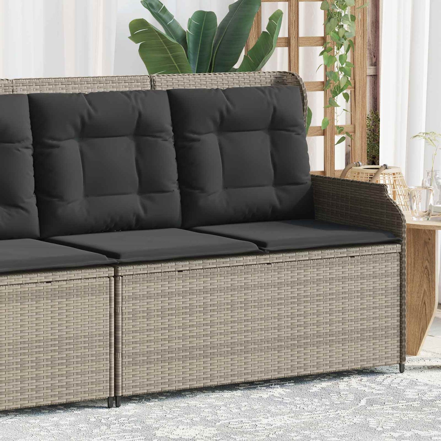 Tuinbank met kussen Lichtgrijs poly rattan is nu te koop bij PeponiXL, paradijselijk wonen!