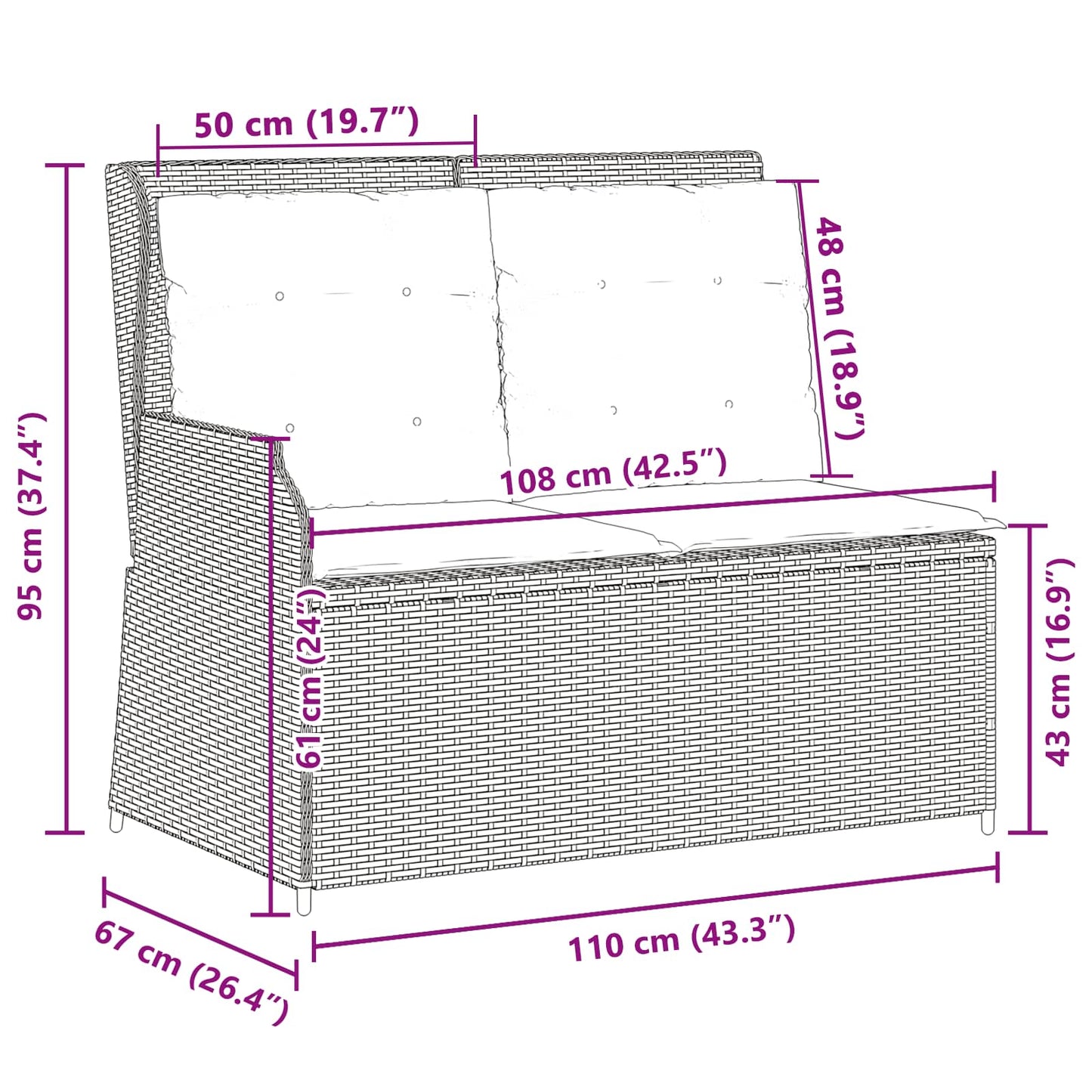 Tuinbank Zwart poly rattan is nu te koop bij PeponiXL, paradijselijk wonen!