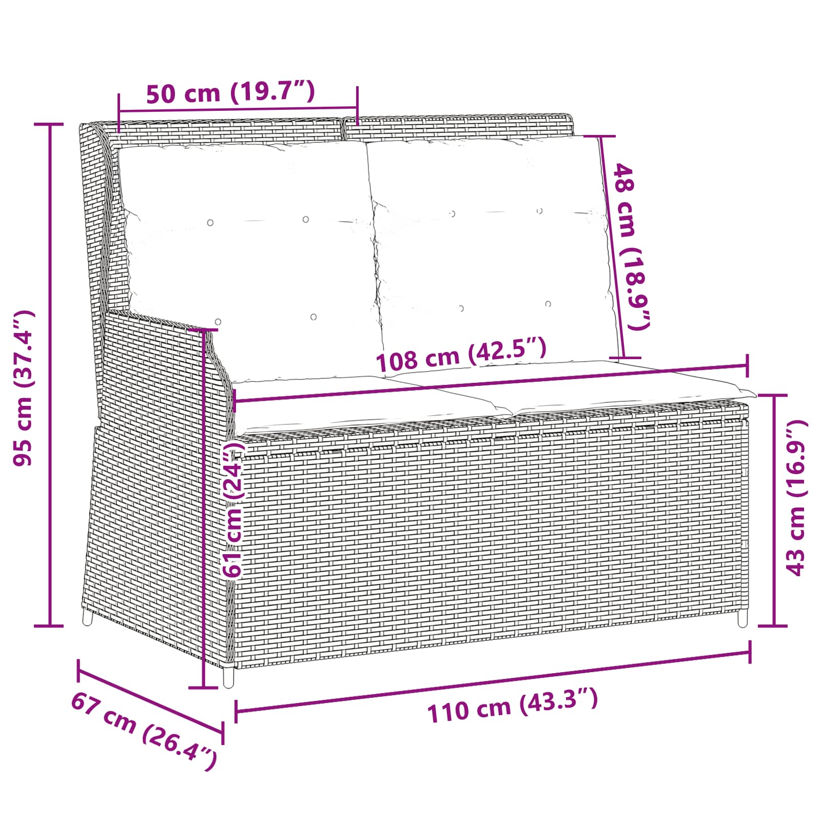 Tuinbank Lichtgrijs poly rattan is nu te koop bij PeponiXL, paradijselijk wonen!