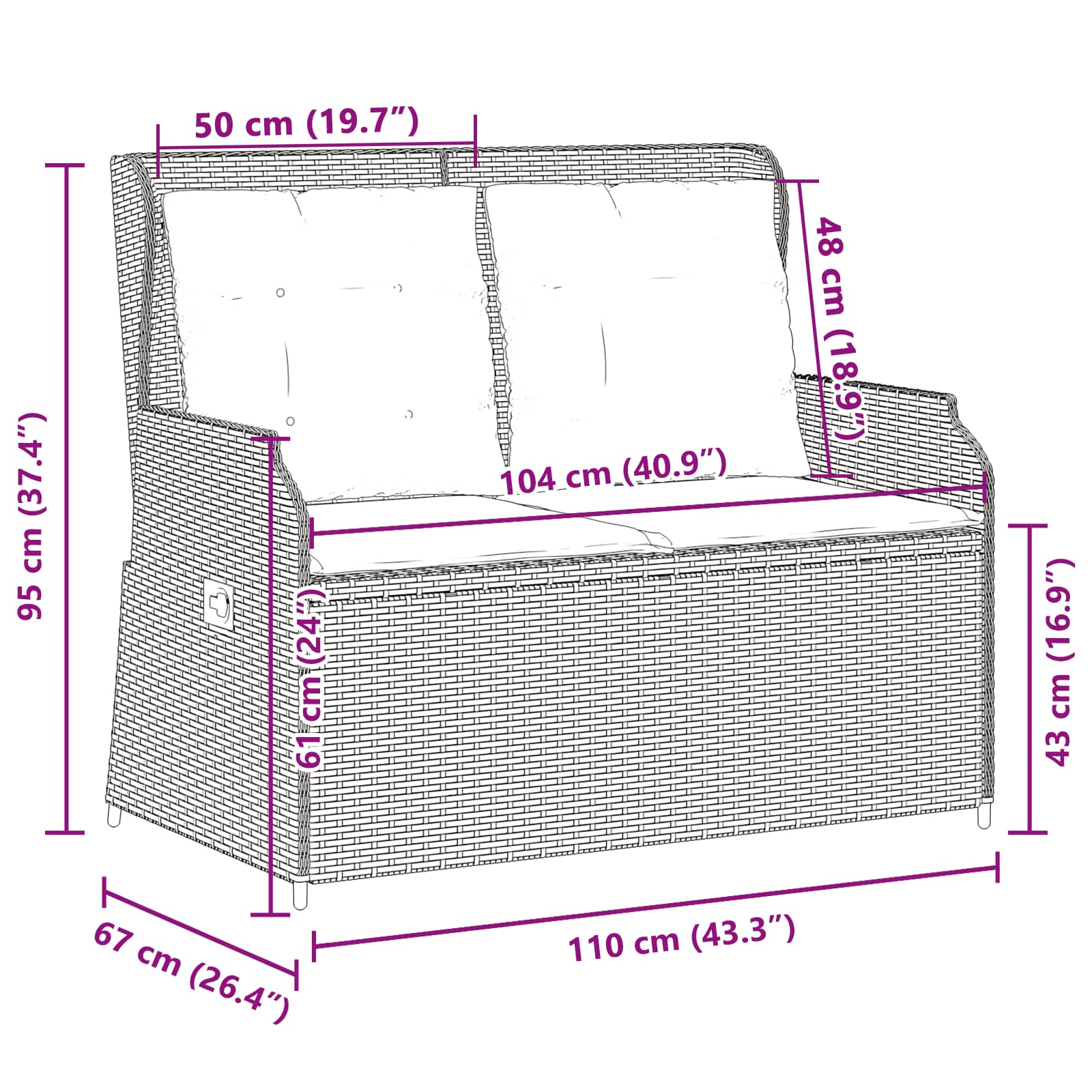 Tuinbank Zwart poly rattan is nu te koop bij PeponiXL, paradijselijk wonen!