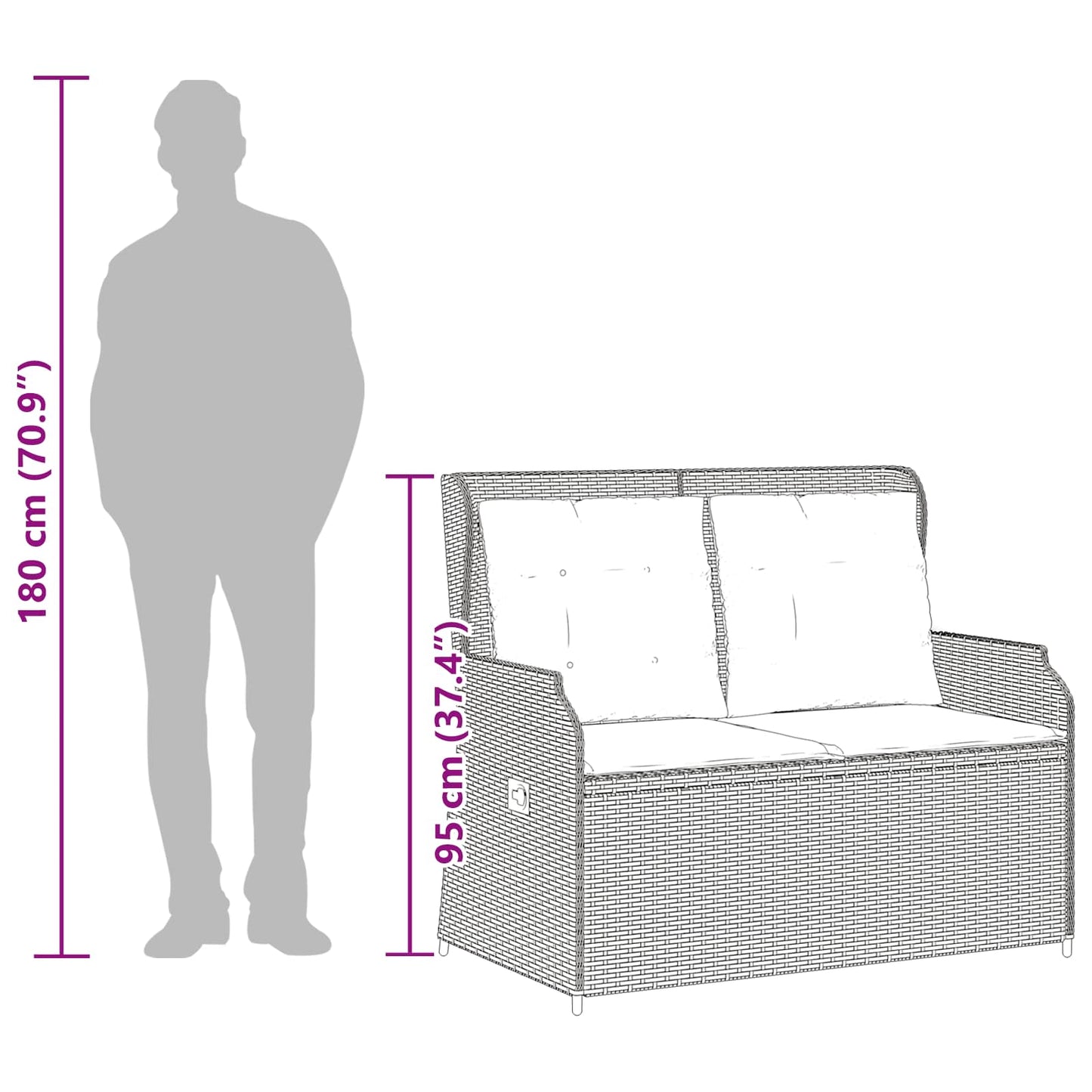 Tuinbank Bruin poly rattan is nu te koop bij PeponiXL, paradijselijk wonen!