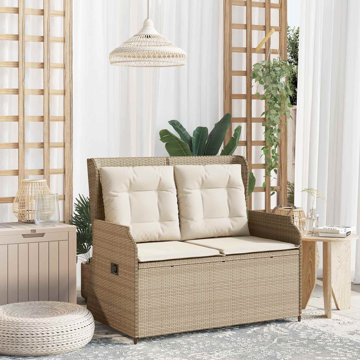 Tuinbank Beige poly rattan is nu te koop bij PeponiXL, paradijselijk wonen!