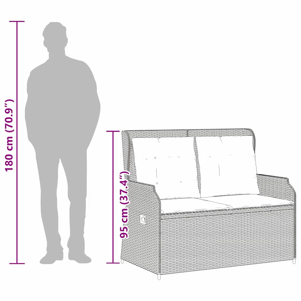 Tuinbank Zwart poly rattan