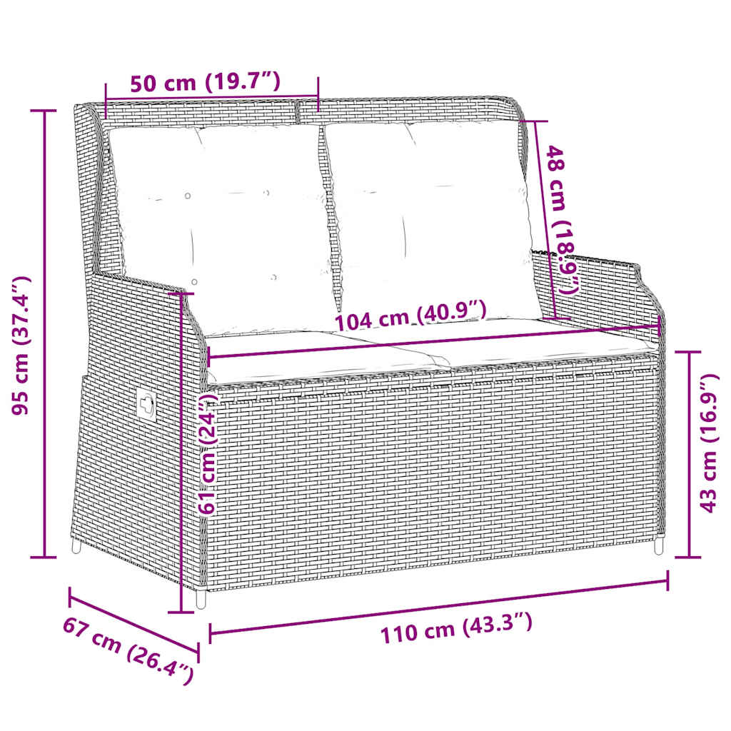 Tuinbank Zwart poly rattan