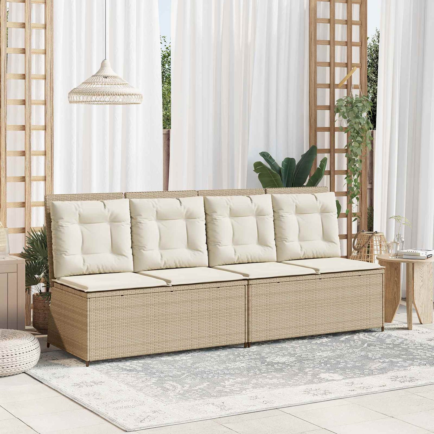 Tuinbank Beige poly rattan is nu te koop bij PeponiXL, paradijselijk wonen!