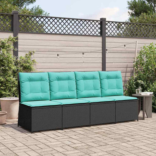 Tuinbank met kussen Zwart en Turquoise poly rattan is nu te koop bij PeponiXL, paradijselijk wonen!