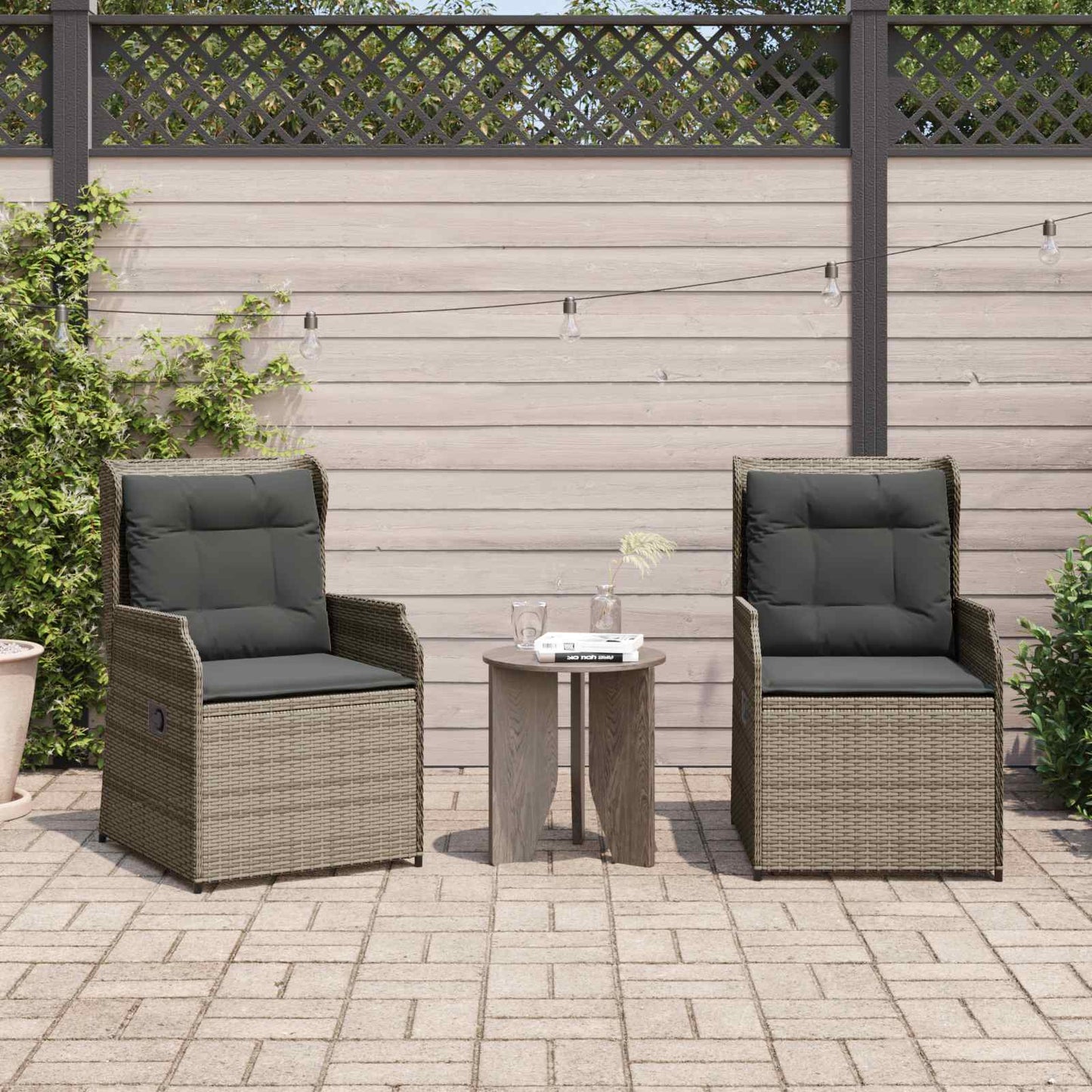 Tuinbank 2 pcs Grijs poly rattan is nu te koop bij PeponiXL, paradijselijk wonen!
