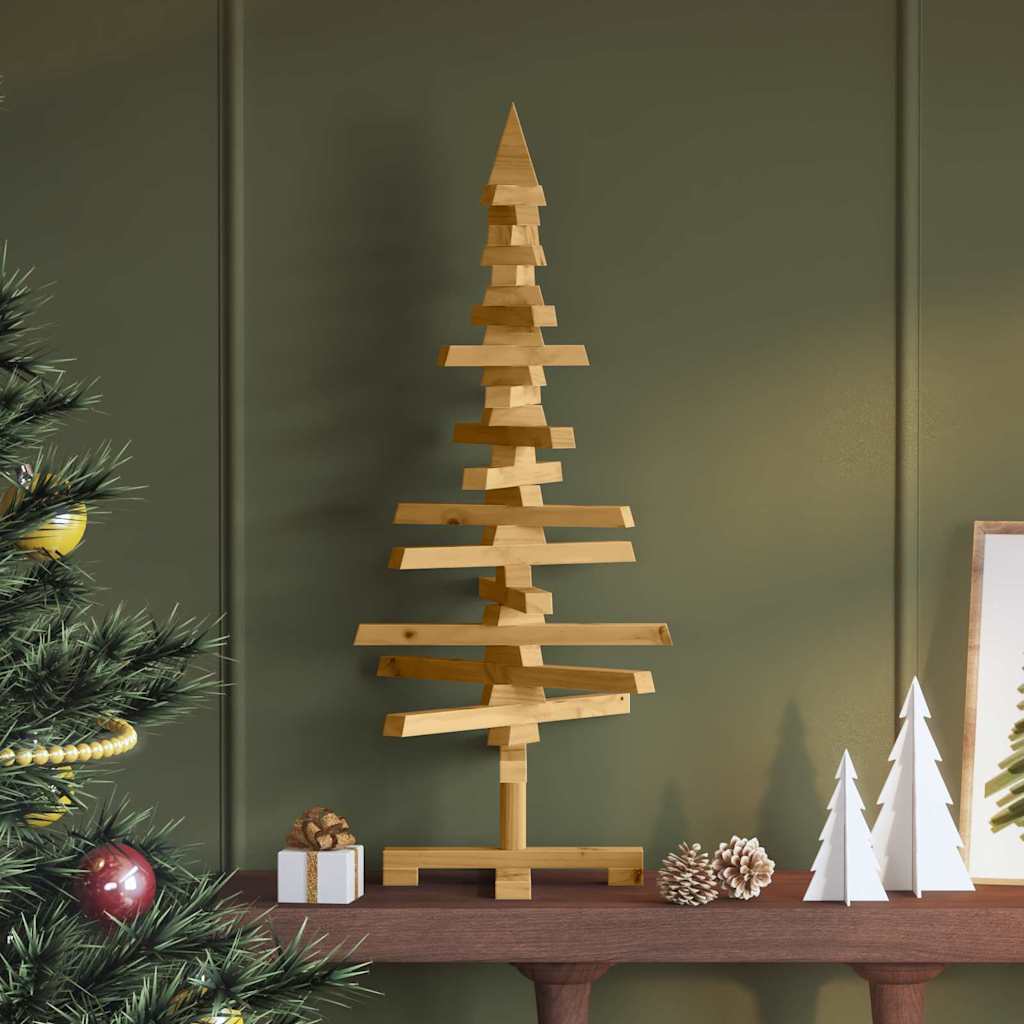 Houten kerstboom met standaard Bruin 90 cm Massief grenenhout is nu te koop bij PeponiXL, paradijselijk wonen!