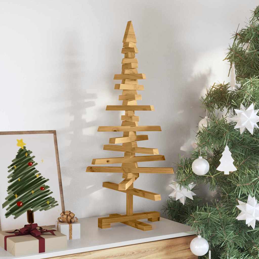 Houten kerstboom met standaard Bruin 90 cm Massief grenenhout is nu te koop bij PeponiXL, paradijselijk wonen!