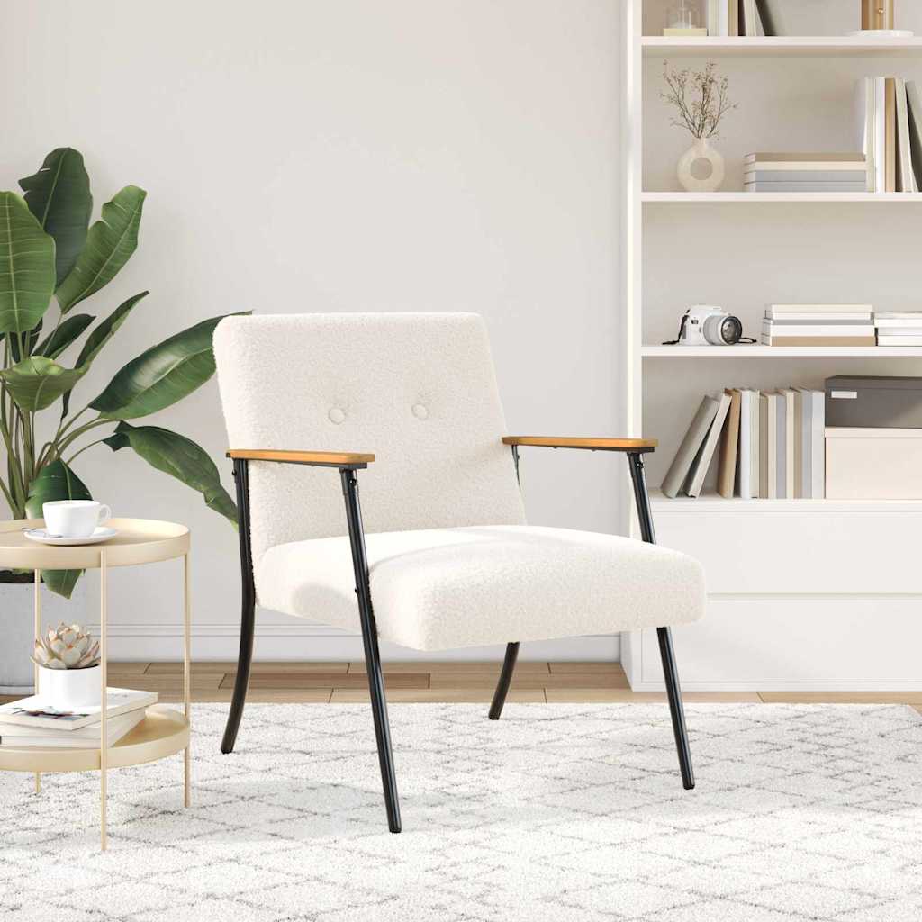 Fauteuil Crème Krullend Wol-achtig Stof is nu te koop bij PeponiXL, paradijselijk wonen!