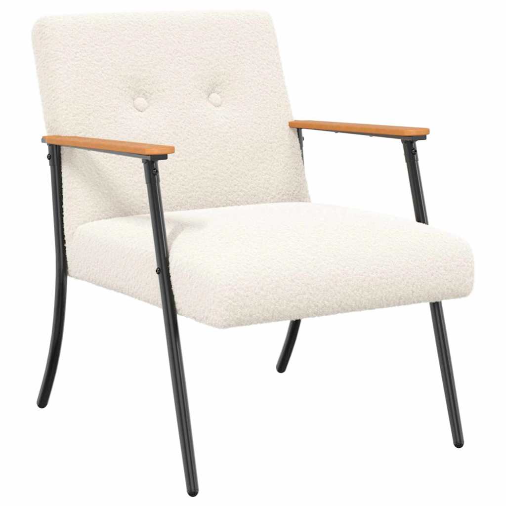 Fauteuil Crème Krullend Wol-achtig Stof is nu te koop bij PeponiXL, paradijselijk wonen!