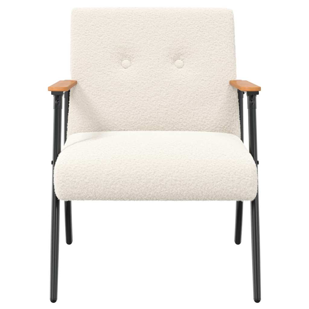 Fauteuil Crème Krullend Wol-achtig Stof is nu te koop bij PeponiXL, paradijselijk wonen!