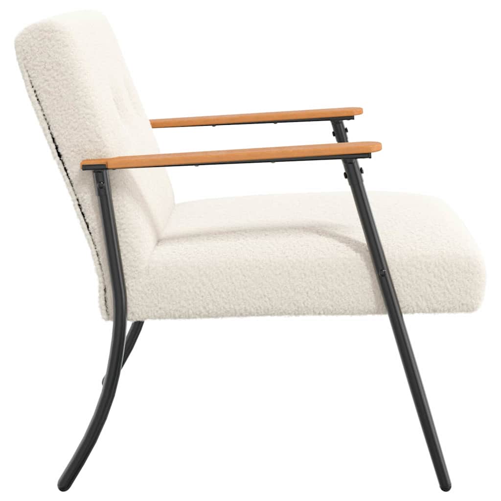 Fauteuil Crème Krullend Wol-achtig Stof is nu te koop bij PeponiXL, paradijselijk wonen!
