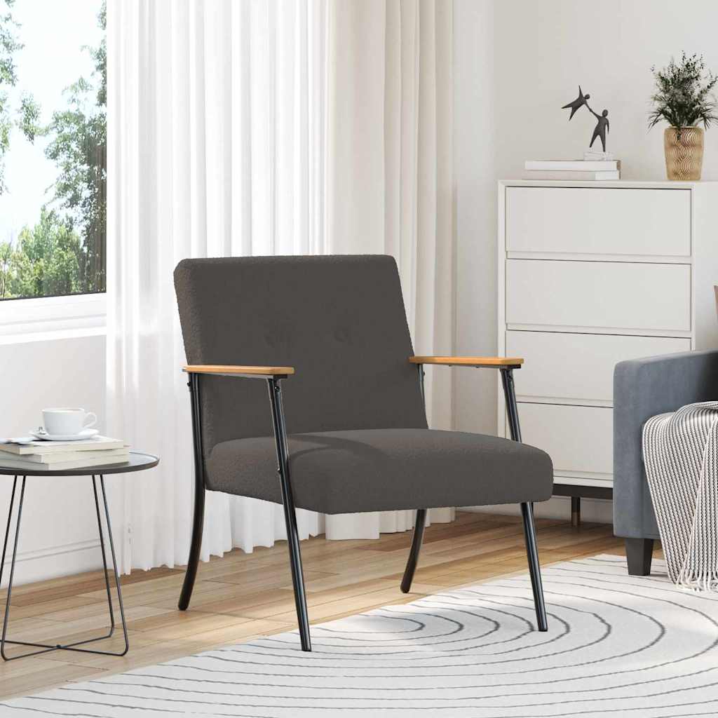 Fauteuil Donkergrijs Krullend Wol-achtig Stof is nu te koop bij PeponiXL, paradijselijk wonen!