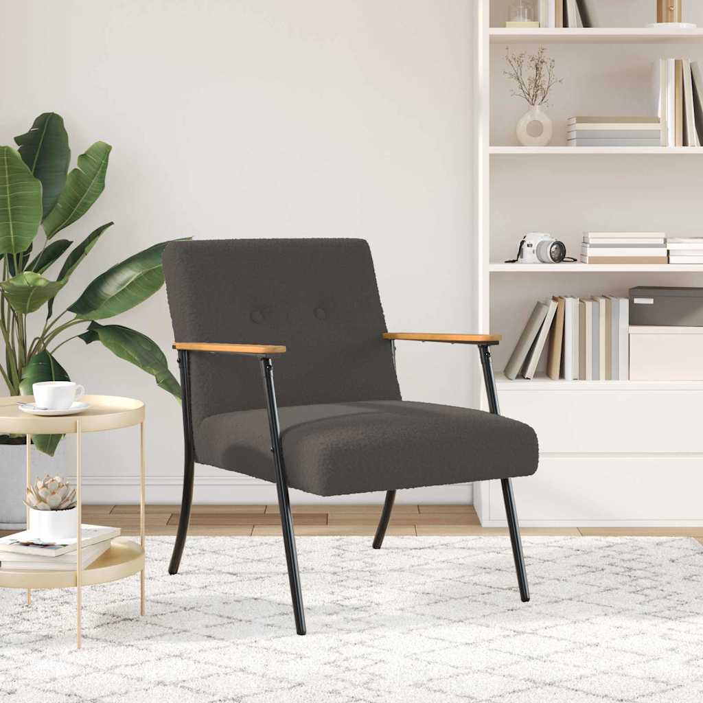 Fauteuil Donkergrijs Krullend Wol-achtig Stof is nu te koop bij PeponiXL, paradijselijk wonen!