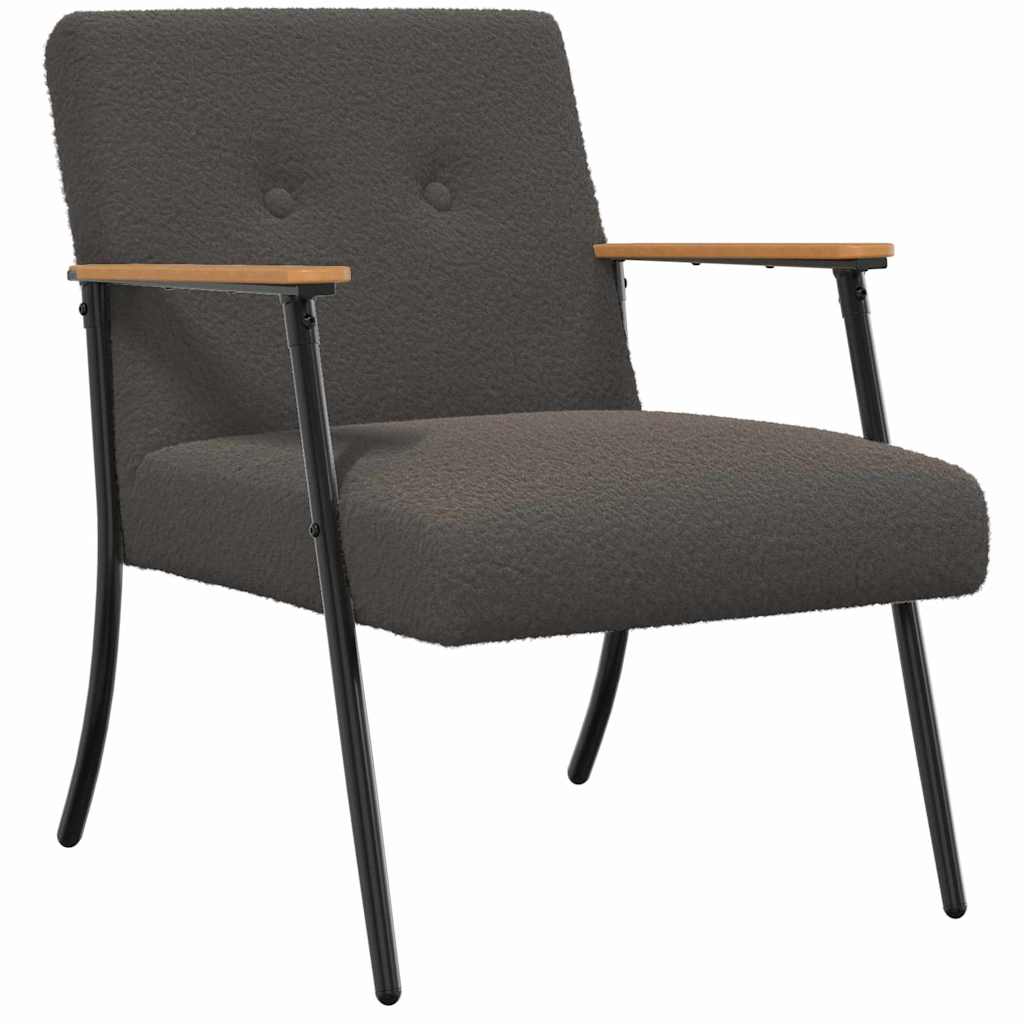 Fauteuil Donkergrijs Krullend Wol-achtig Stof is nu te koop bij PeponiXL, paradijselijk wonen!