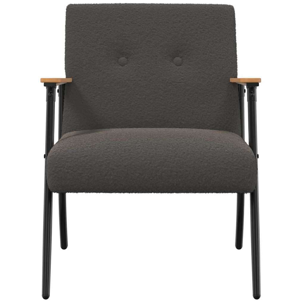 Fauteuil Donkergrijs Krullend Wol-achtig Stof is nu te koop bij PeponiXL, paradijselijk wonen!