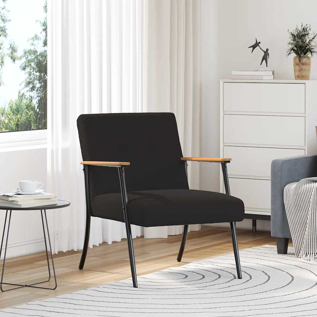 Fauteuil Zwart Krullend Wol-achtig Stof is nu te koop bij PeponiXL, paradijselijk wonen!