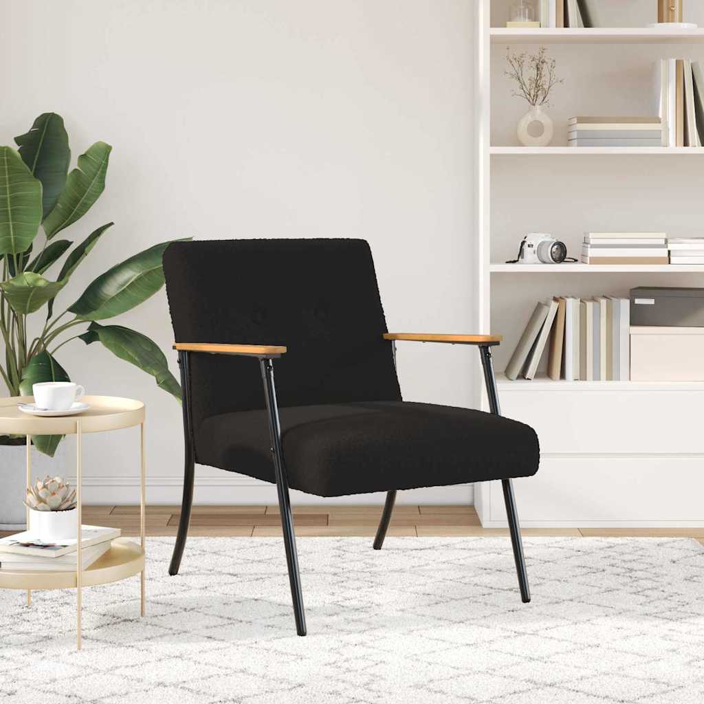 Fauteuil Zwart Krullend Wol-achtig Stof is nu te koop bij PeponiXL, paradijselijk wonen!