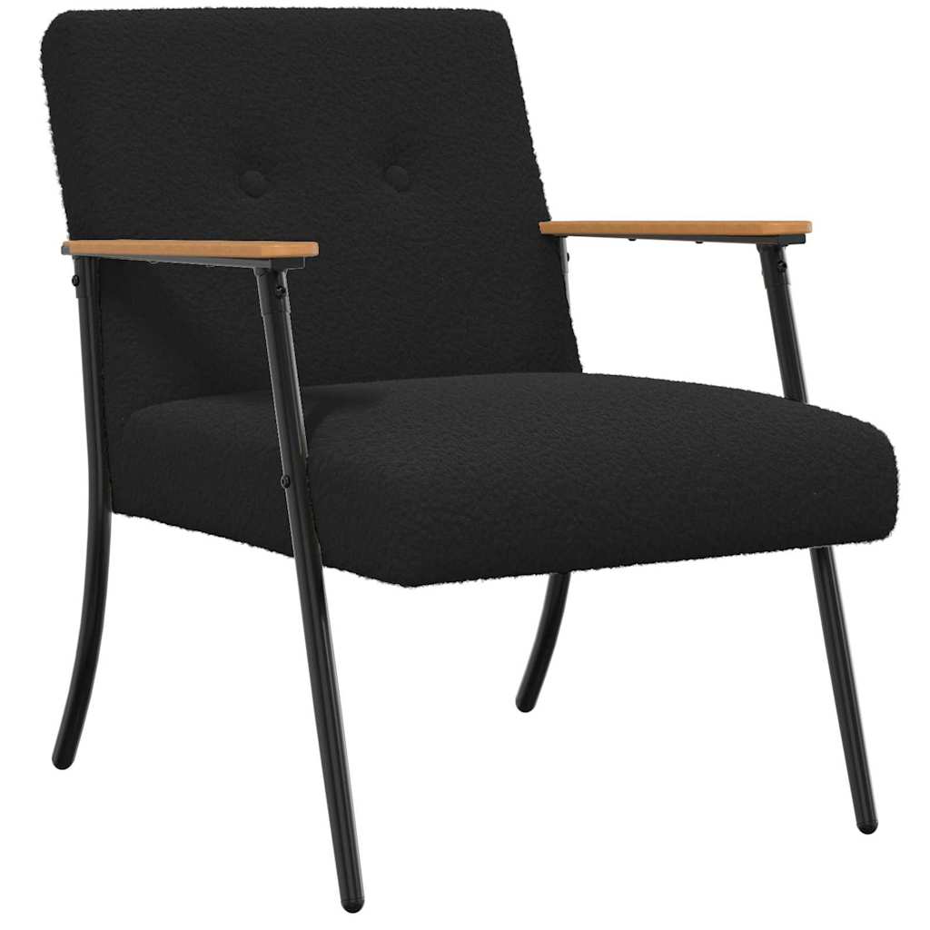 Fauteuil Zwart Krullend Wol-achtig Stof is nu te koop bij PeponiXL, paradijselijk wonen!