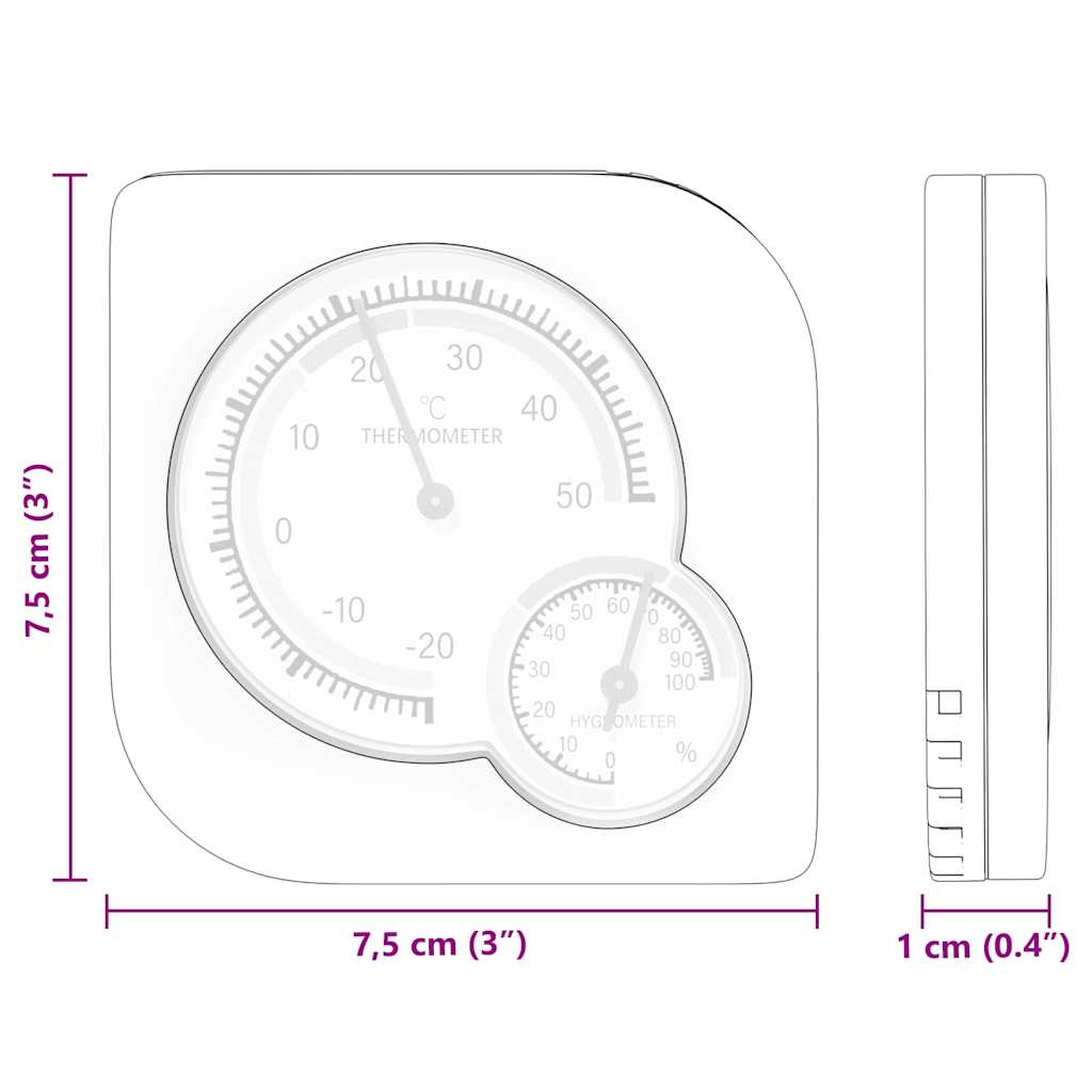 Thermo Hygrometer Wit 7,5 x 7,5 x 1,2 cm ABS is nu te koop bij PeponiXL, paradijselijk wonen!