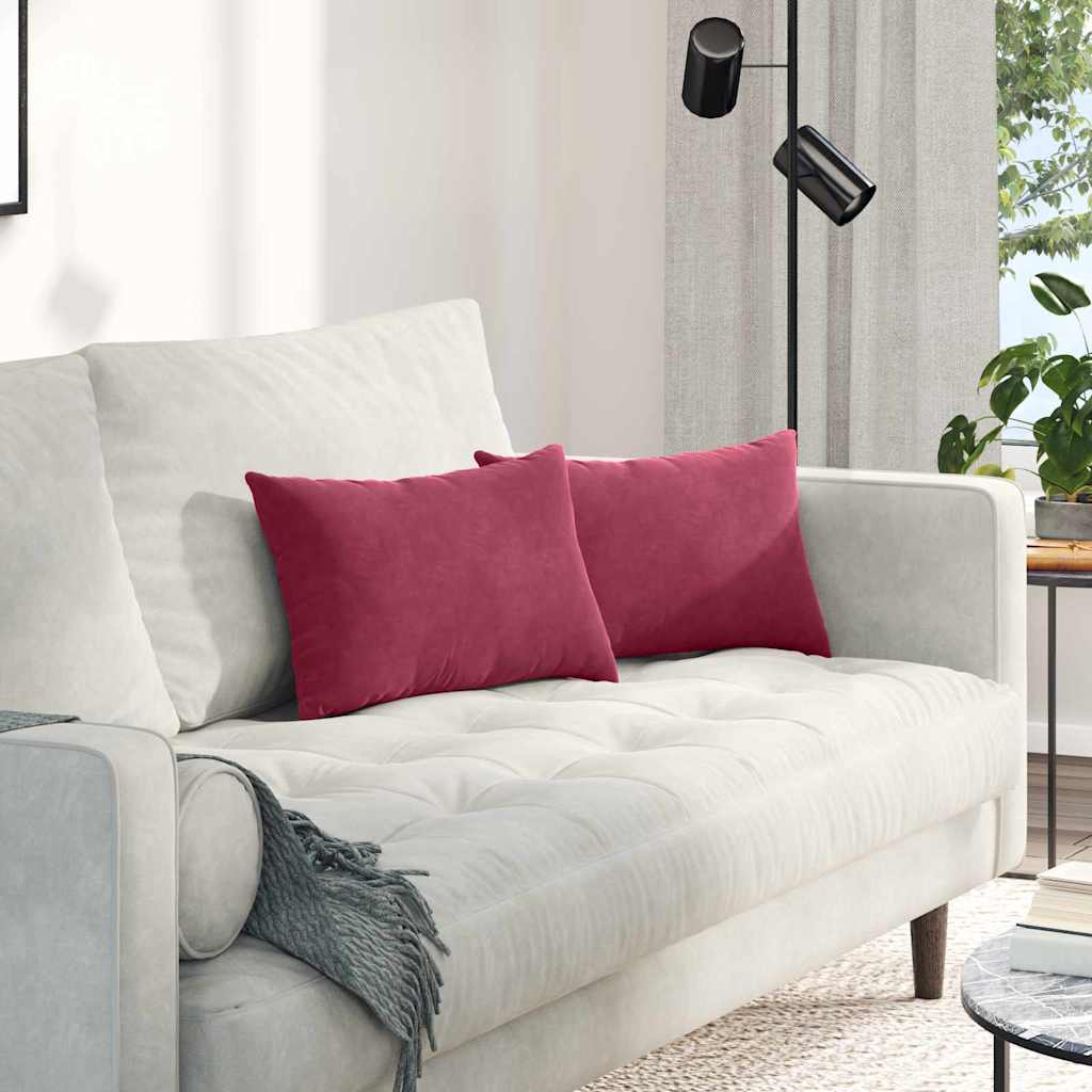 Sofa Kussens 2 stuks Wijnrood 50 x 30 cm Cordstof is nu te koop bij PeponiXL, paradijselijk wonen!