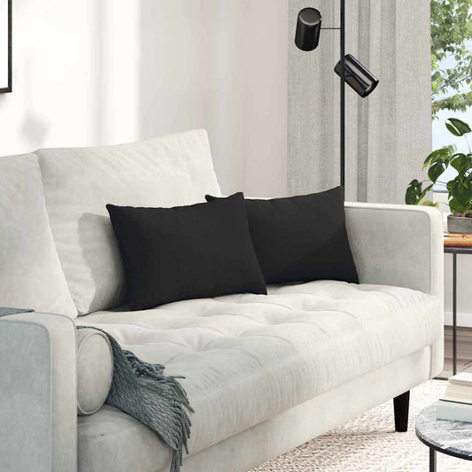 Sofa Kussens 2 stuks Zwart 50 x 30 cm Stof is nu te koop bij PeponiXL, paradijselijk wonen!