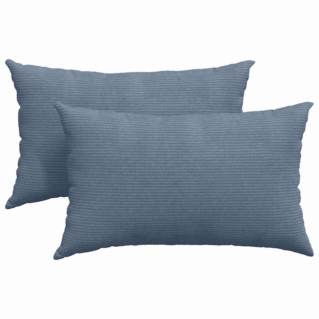 Sofa Kussens 2 stuks Blauw 50 x 30 cm Cordstof is nu te koop bij PeponiXL, paradijselijk wonen!