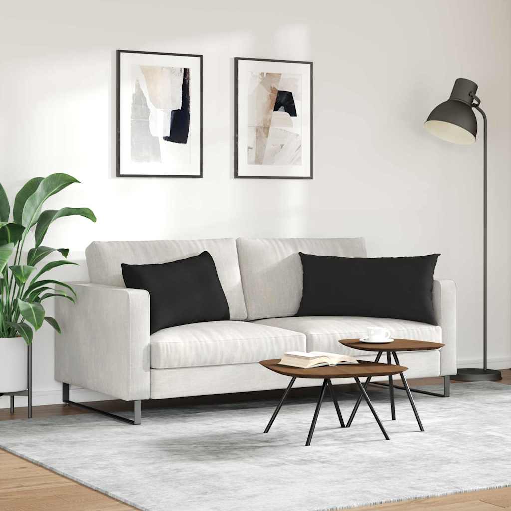 Sofa Kussens 2 stuks Zwart 80 x 40 cm Stof is nu te koop bij PeponiXL, paradijselijk wonen!