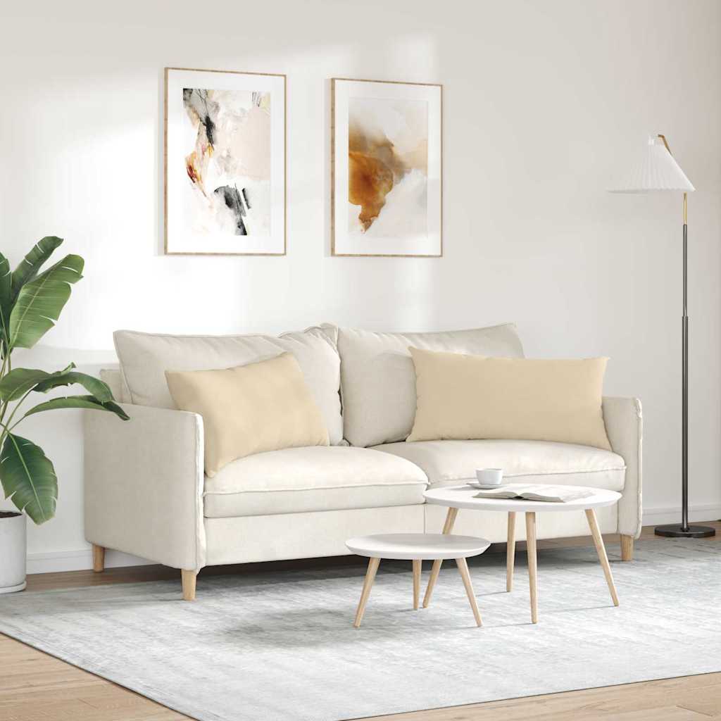 Sofa Kussens 2 stuks Crème 80 x 40 cm Stof is nu te koop bij PeponiXL, paradijselijk wonen!