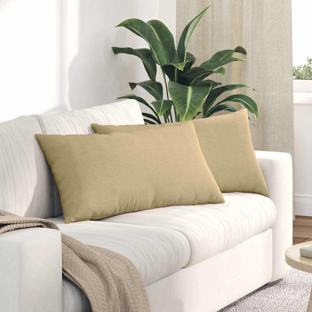 Sofa Kussens 2 stuks Grijs groen 80 x 40 cm Cordstof is nu te koop bij PeponiXL, paradijselijk wonen!