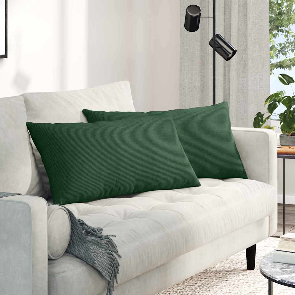 Sofa Kussens 2 stuks Donkergroen 80 x 40 cm Cordstof is nu te koop bij PeponiXL, paradijselijk wonen!