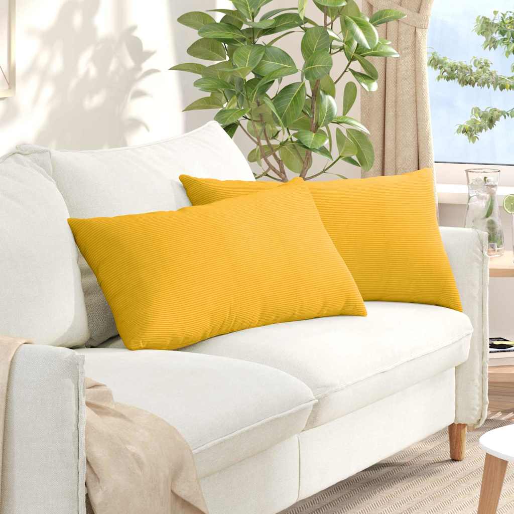 Sofa Kussens 2 stuks Lichtgeel 80 x 40 cm Cordstof is nu te koop bij PeponiXL, paradijselijk wonen!