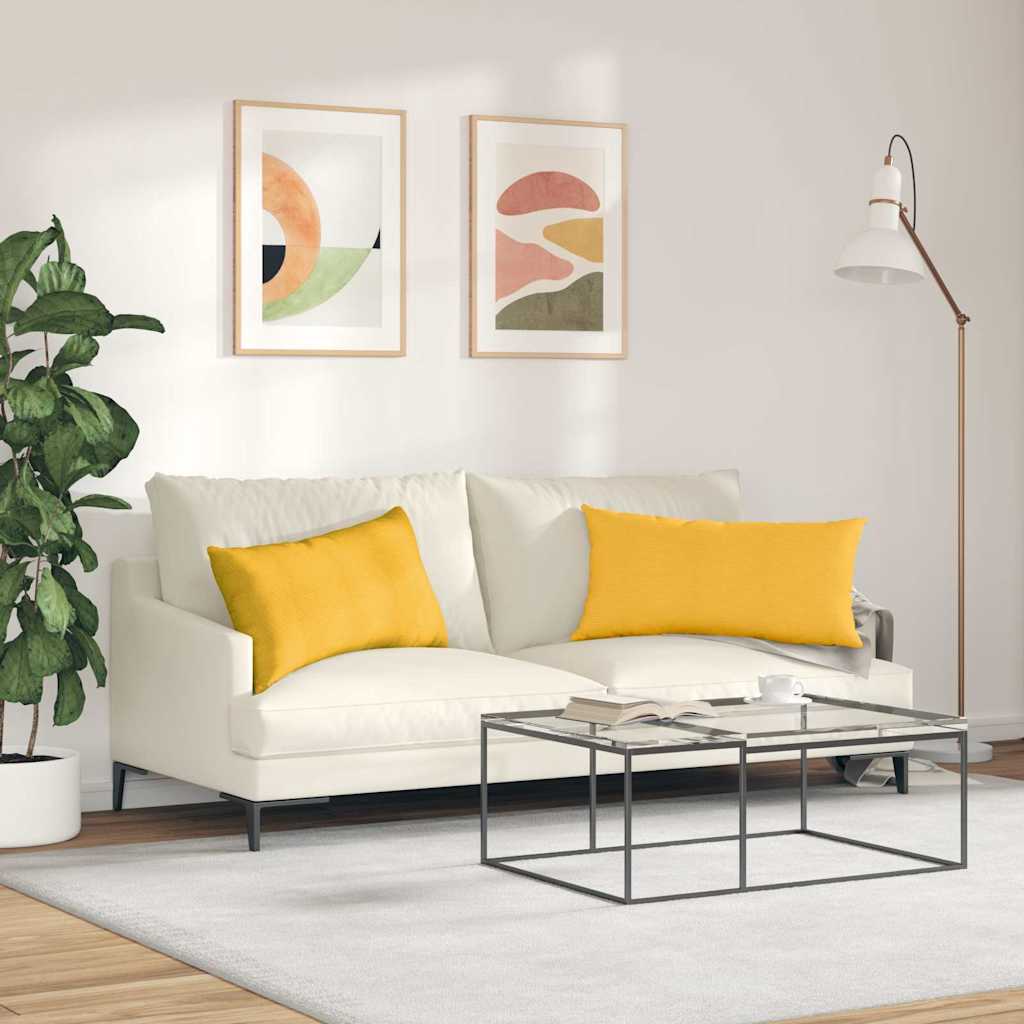 Sofa Kussens 2 stuks Lichtgeel 80 x 40 cm Cordstof is nu te koop bij PeponiXL, paradijselijk wonen!