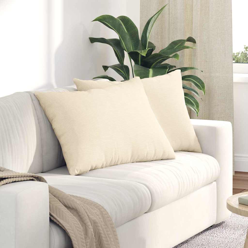 Sofa Kussens 2 stuks Crème 70 x 50 cm Cordstof is nu te koop bij PeponiXL, paradijselijk wonen!