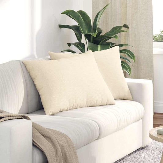 Sofa Kussens 2 stuks Crème 70 x 50 cm Cordstof is nu te koop bij PeponiXL, paradijselijk wonen!