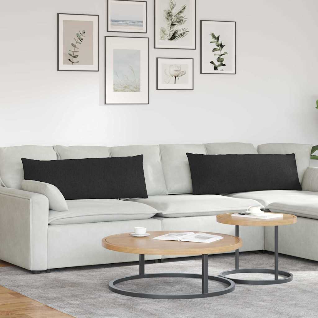 Sofa Kussens 2 stuks Zwart 120 x 40 cm Stof is nu te koop bij PeponiXL, paradijselijk wonen!