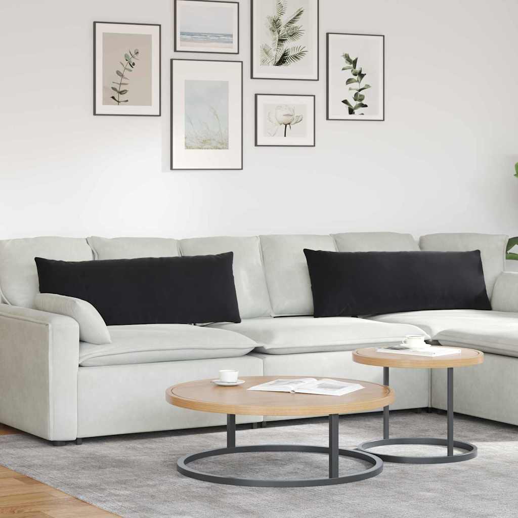 Sofa Kussens 2 stuks Zwart 120 x 40 cm Cordstof is nu te koop bij PeponiXL, paradijselijk wonen!
