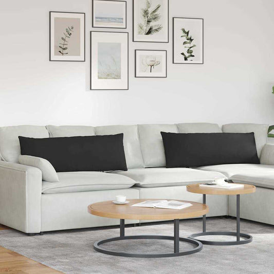 Sofa Kussens 2 stuks Zwart 120 x 40 cm Stof is nu te koop bij PeponiXL, paradijselijk wonen!