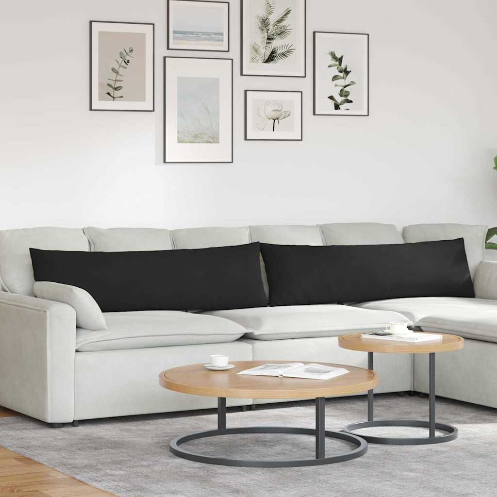 Sofa Kussens 2 stuks Zwart 145 x 40 cm Stof is nu te koop bij PeponiXL, paradijselijk wonen!