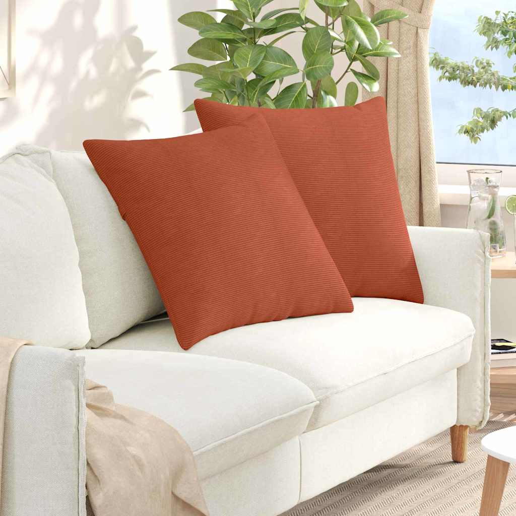 Sofa Kussens 2 stuks Rood-oranje 60 x 60 cm Cordstof is nu te koop bij PeponiXL, paradijselijk wonen!