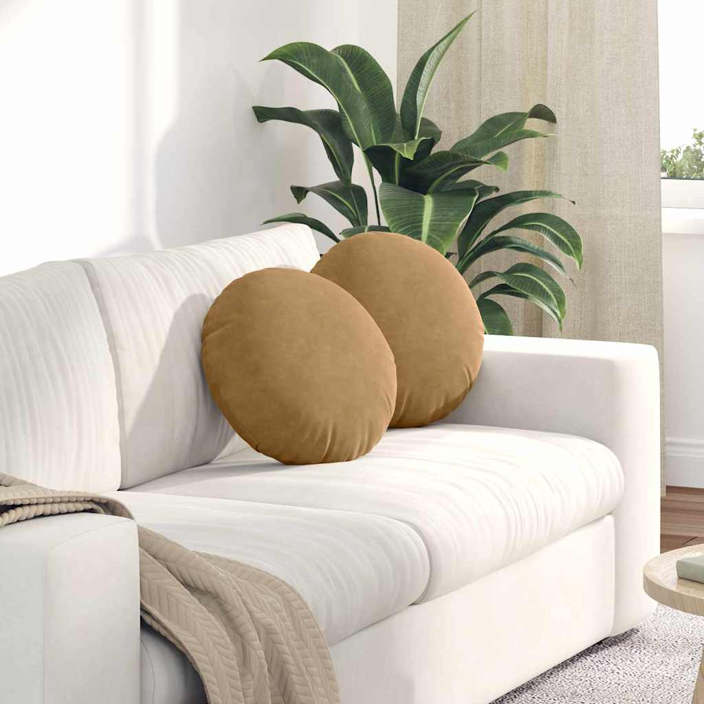 Zitkussens 2 stuks Bruin Ø 40 x 13 cm Fluweel is nu te koop bij PeponiXL, paradijselijk wonen!