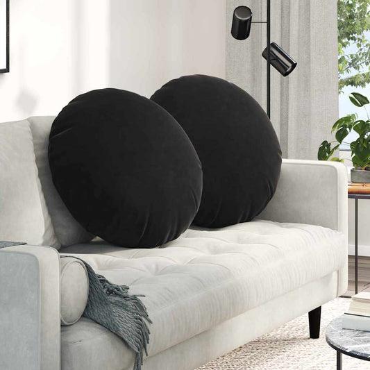 Zitkussens 2 pcs Zwart Ø80 x 29 cm Fluweel is nu te koop bij PeponiXL, paradijselijk wonen!