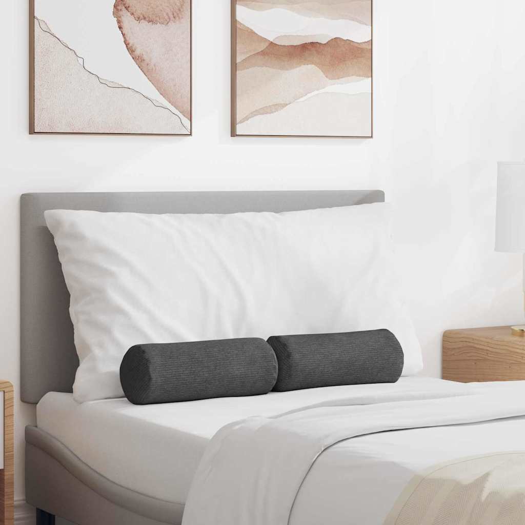 Bolster Kussens 2 stuks Donkergrijs Ø 15 x 40 cm Cordstof is nu te koop bij PeponiXL, paradijselijk wonen!