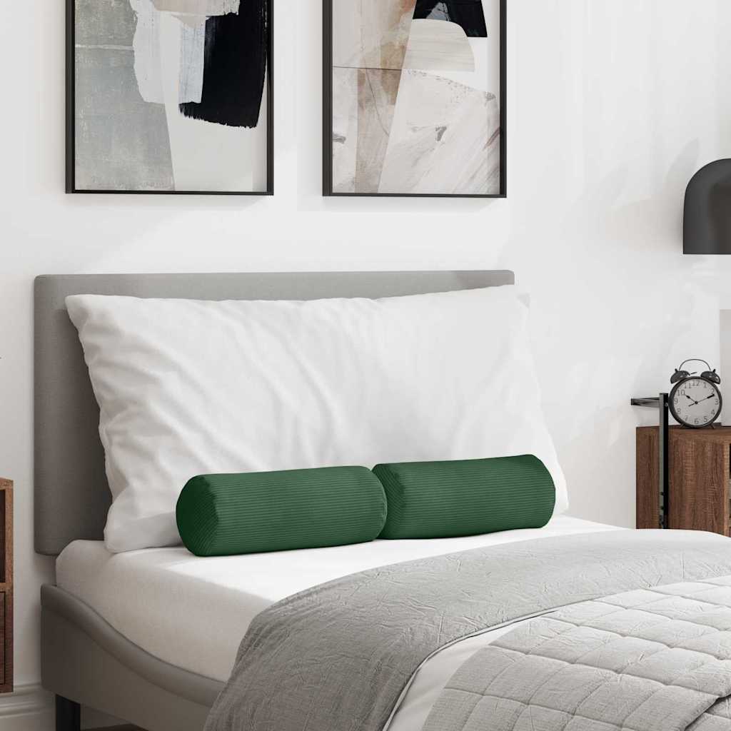 Bolster Kussens 2 stuks Donkergroen Ø 15 x 40 cm Cordstof is nu te koop bij PeponiXL, paradijselijk wonen!